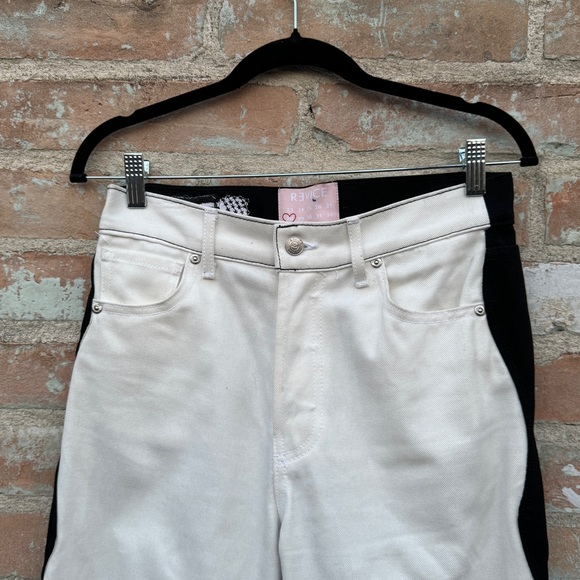 REVICE Two-tone Jeans Black White On & Off Again Ex-boyfriend Wavy Denim B&W 28 - Picture 6 of 14